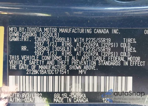 2013 Lexus Rx 350 F Sport from USA, damaged, VIN 2T2BK1BA1DC171541